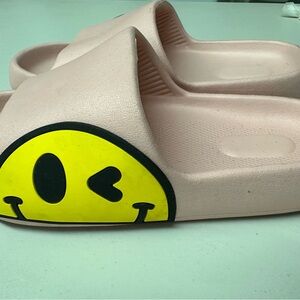 Pink Smilely-face Slip-ons/Slides/Sliders/Sandels/Flip-flop